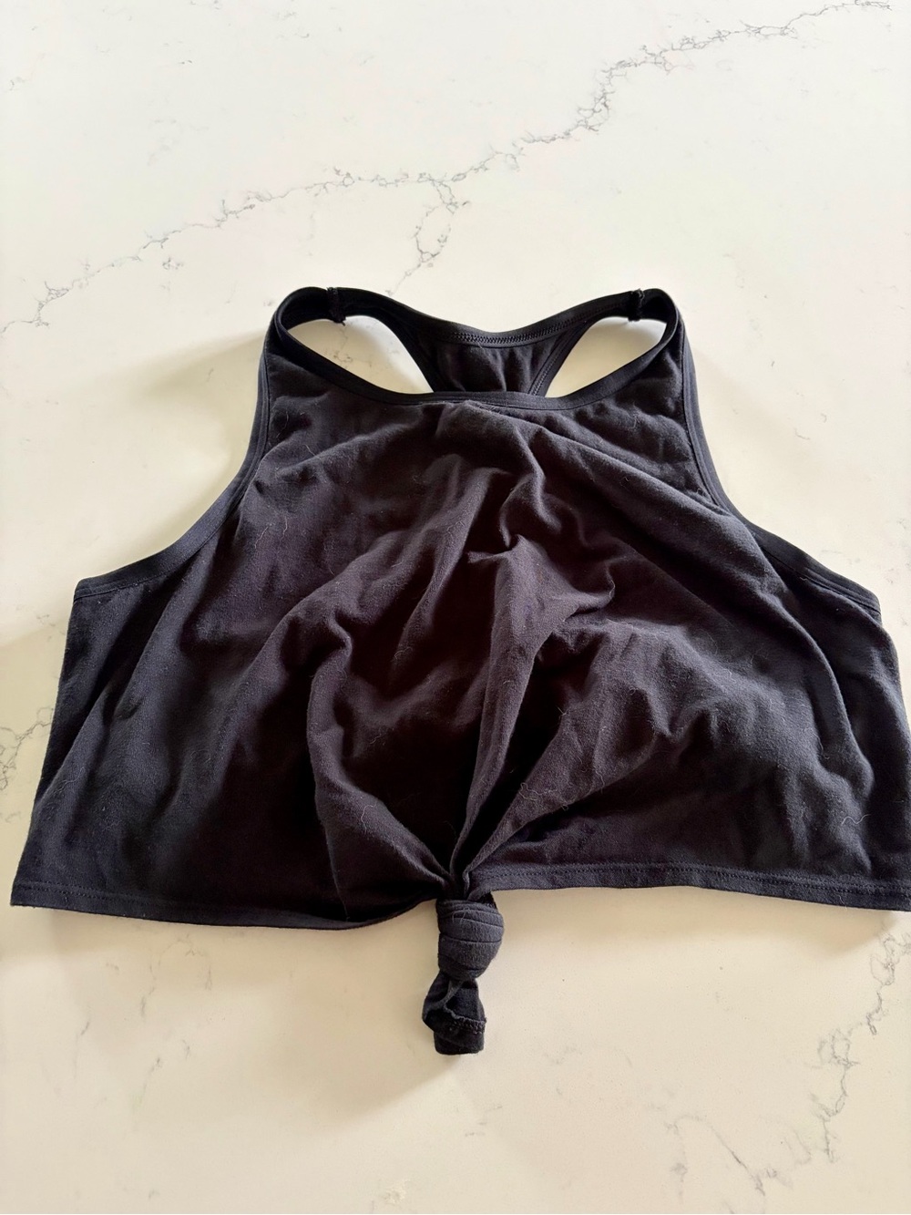 Aerie Black Racerback Knot Crop Tank Top - Women’s Large